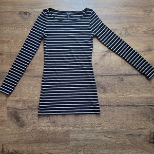 White House Black Market iconic black/white stripe long sleeve top